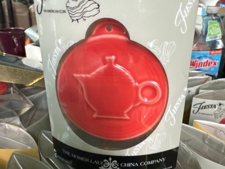 Fiesta Ornament Embossed Persimmon HLCCA Exclusive Teapot only 144 made For Sale