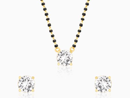 Golden Classic Solitaire Mangalsutra Set For Discount